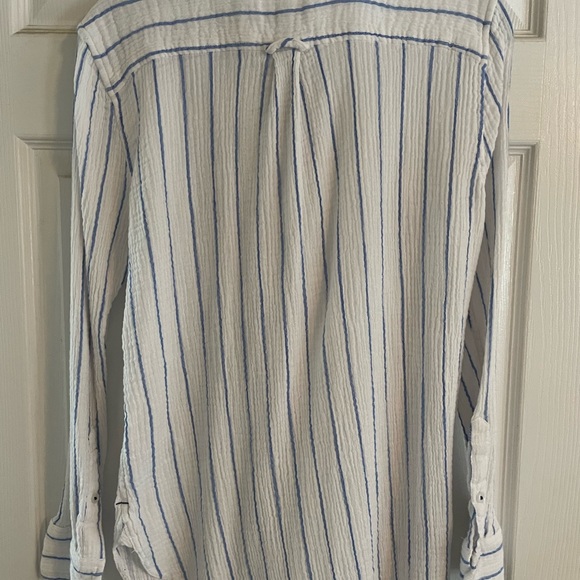 J Crew Classic-Fit Soft Gauze Shirt in Vertical Stripe - Sz S - Picture 2 of 7